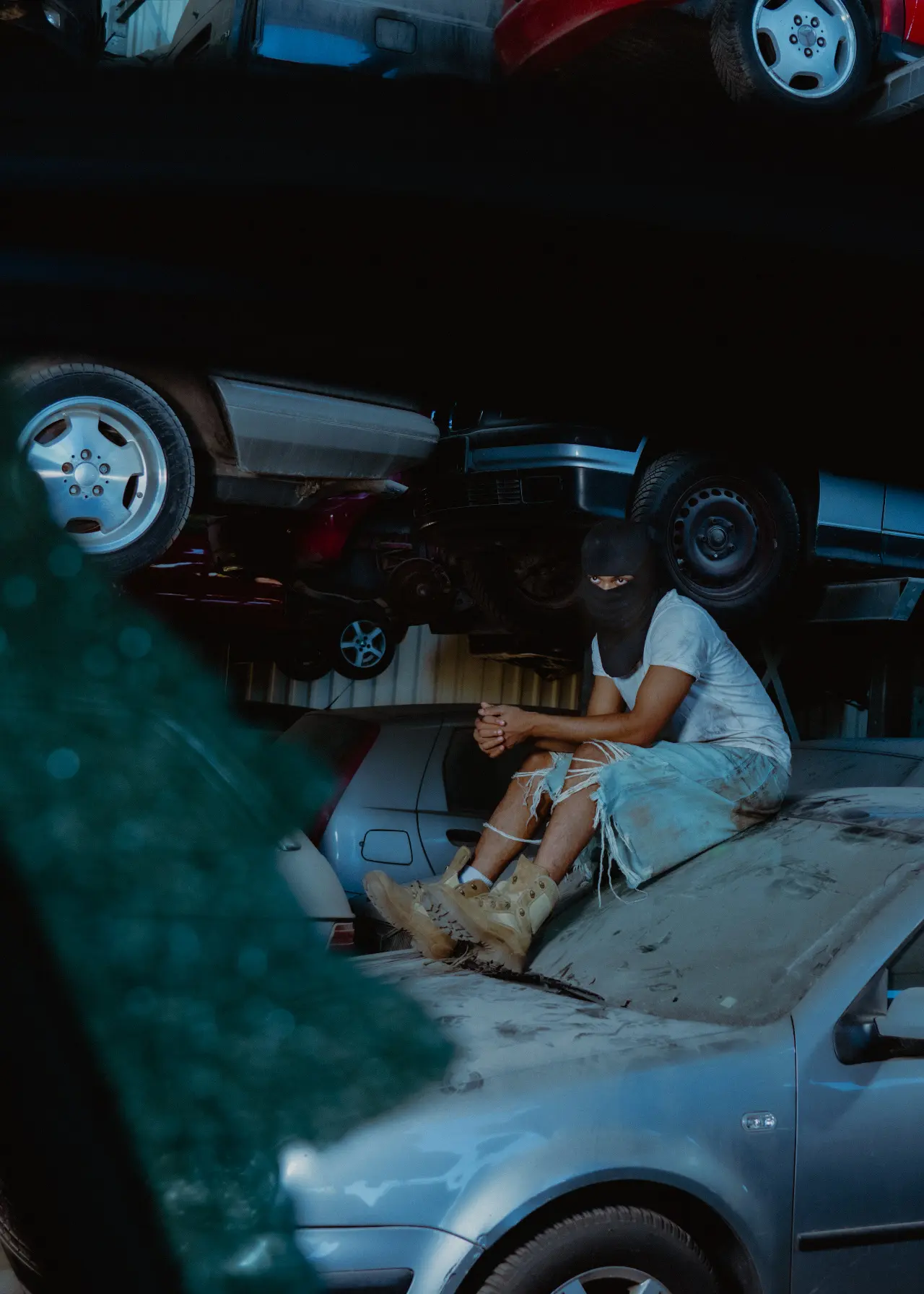 Editorial automotive workshop composition