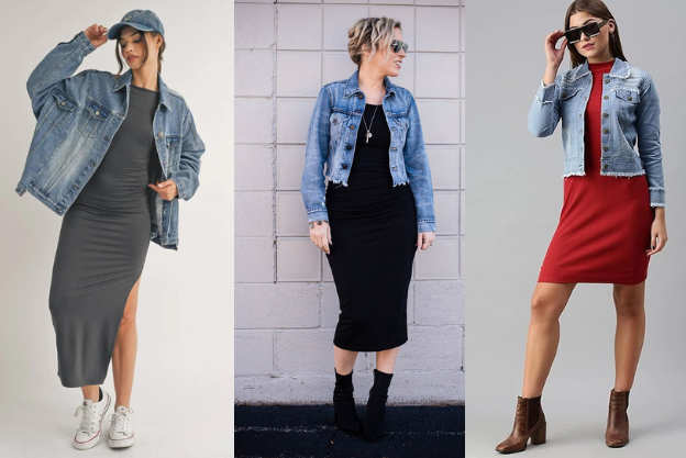 Casual Denim Jacket midi dress